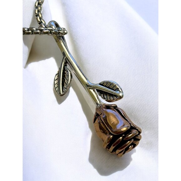 Romantic "I Love You" Necklace With Rose & Crystal Accents  20" Chain - Picture 4 of 10